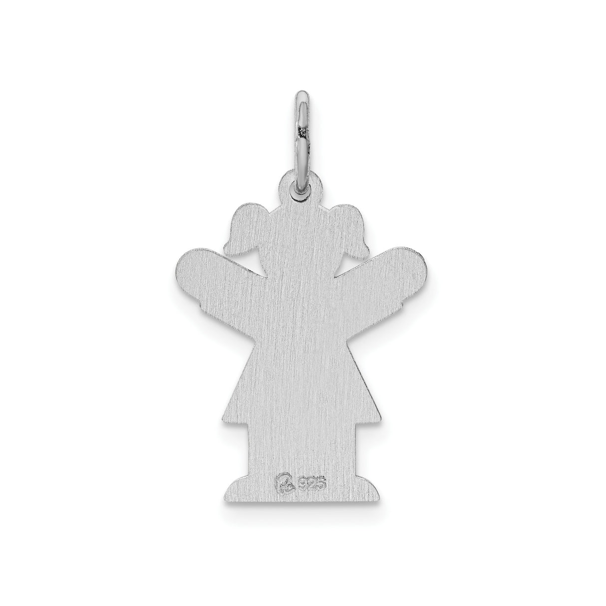 Sterling Silver Girl Shaped Pendant Charm, Textured Finish, Family Keepsake Jewelry