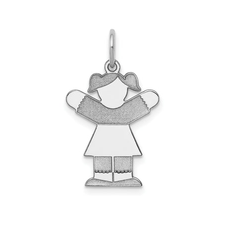 Sterling Silver Girl Shaped Pendant Charm, Textured Finish, Family Keepsake Jewelry