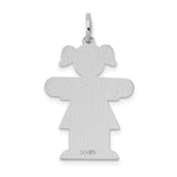 Sterling Silver Girl Pendant Charm with Pigtails and Dress, Cartoon Style Daughter Symbol