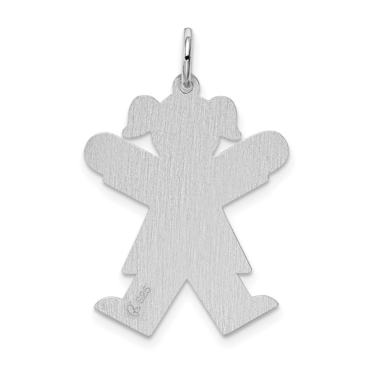 Sterling Silver Girl Pendant with Pigtail Silhouette, Symbolic Family Charm for Women