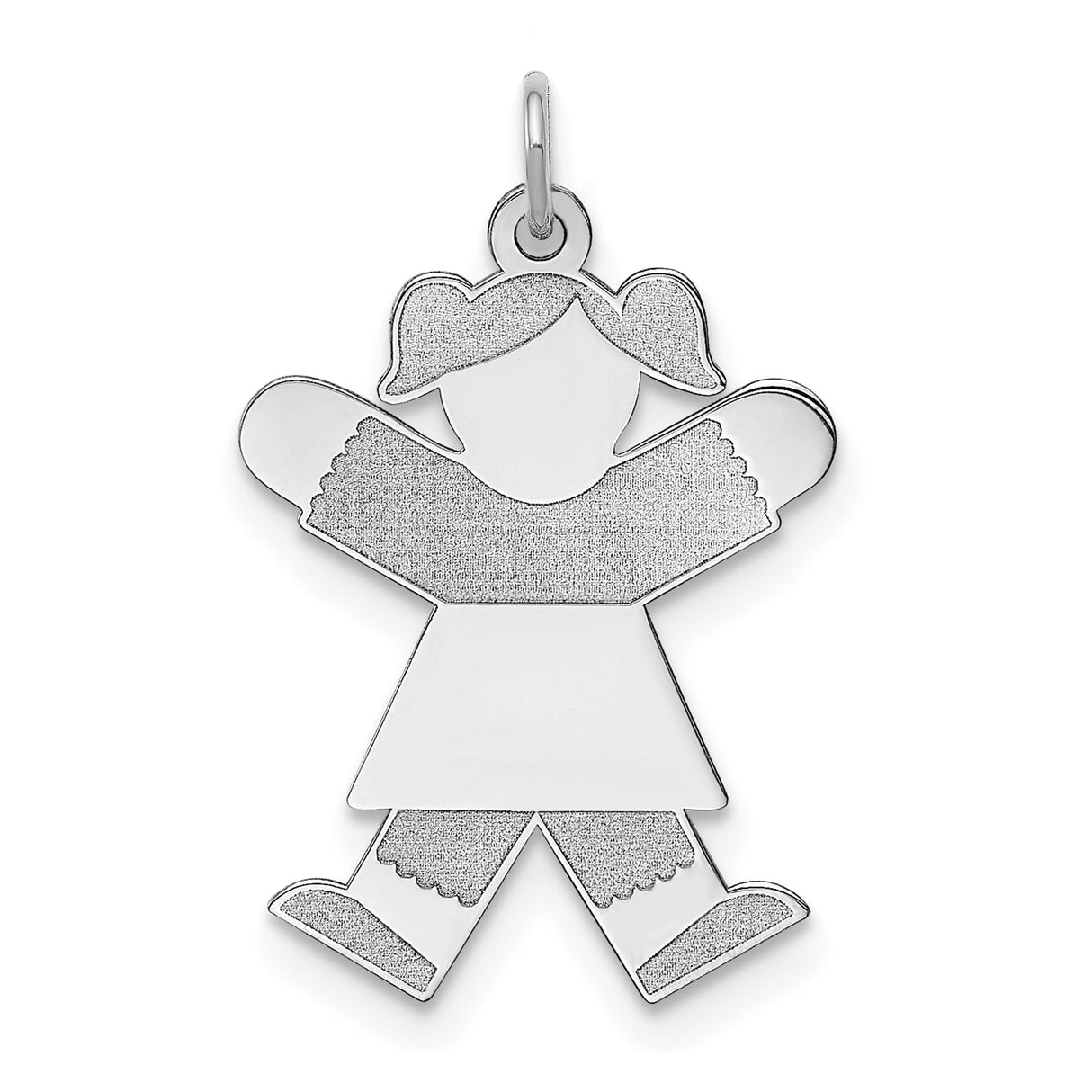 Sterling Silver Girl Pendant with Pigtail Silhouette, Symbolic Family Charm for Women
