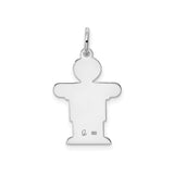 Sterling Silver Boy Shaped Pendant Charm, Minimalist Silhouette Family Keepsake for Women
