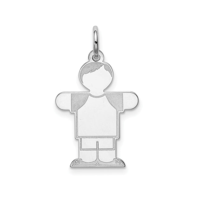 Sterling Silver Boy Shaped Pendant Charm, Minimalist Silhouette Family Keepsake for Women