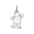 Sterling Silver Boy Shaped Charm Pendant, Minimalist Silhouette Design for Moms