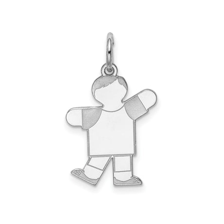 Sterling Silver Boy Shaped Charm Pendant, Minimalist Silhouette Design for Moms