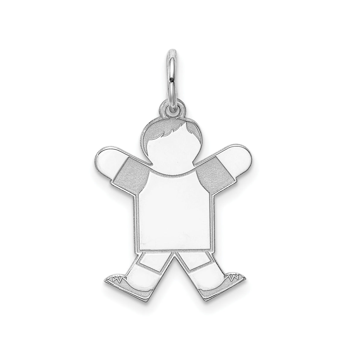 Sterling Silver Boy Charm Pendant with Stylized Figure Design for Mom