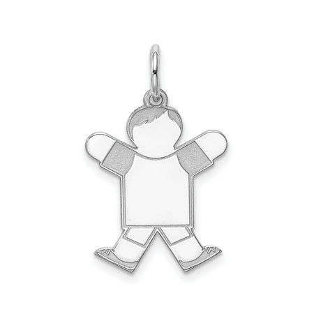 Sterling Silver Boy Charm Pendant with Stylized Figure Design for Mom