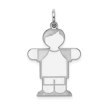 Sterling Silver Boy Shaped Pendant Charm, Short Hair Casual Style, Symbolic Son Figure
