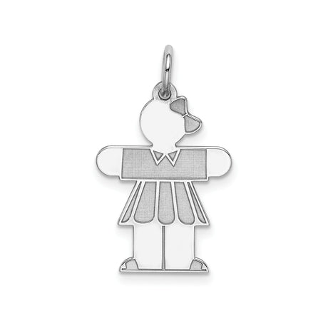 Sterling Silver Girl Shaped Pendant with Bow and Skirt, Sentimental Family Charm Jewelry