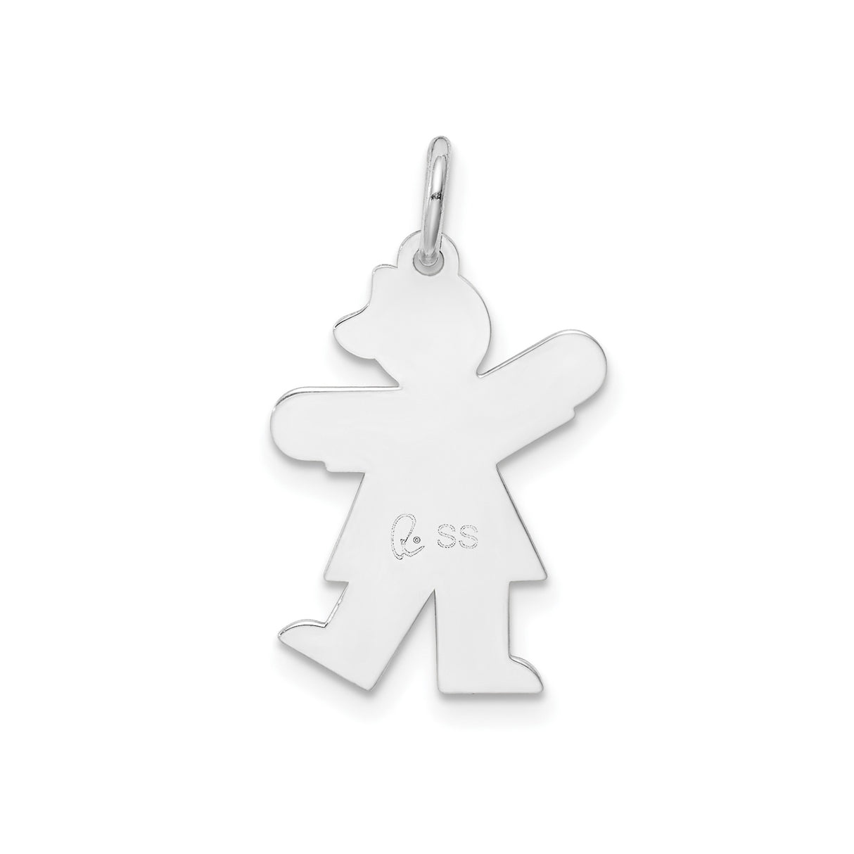 Sterling Silver Girl Charm Pendant with Dress and Cap, Family Jewelry Keepsake