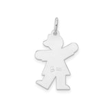 Sterling Silver Girl Charm Pendant with Dress and Cap, Family Jewelry Keepsake