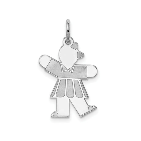 Sterling Silver Girl Charm Pendant with Dress and Cap, Family Jewelry Keepsake