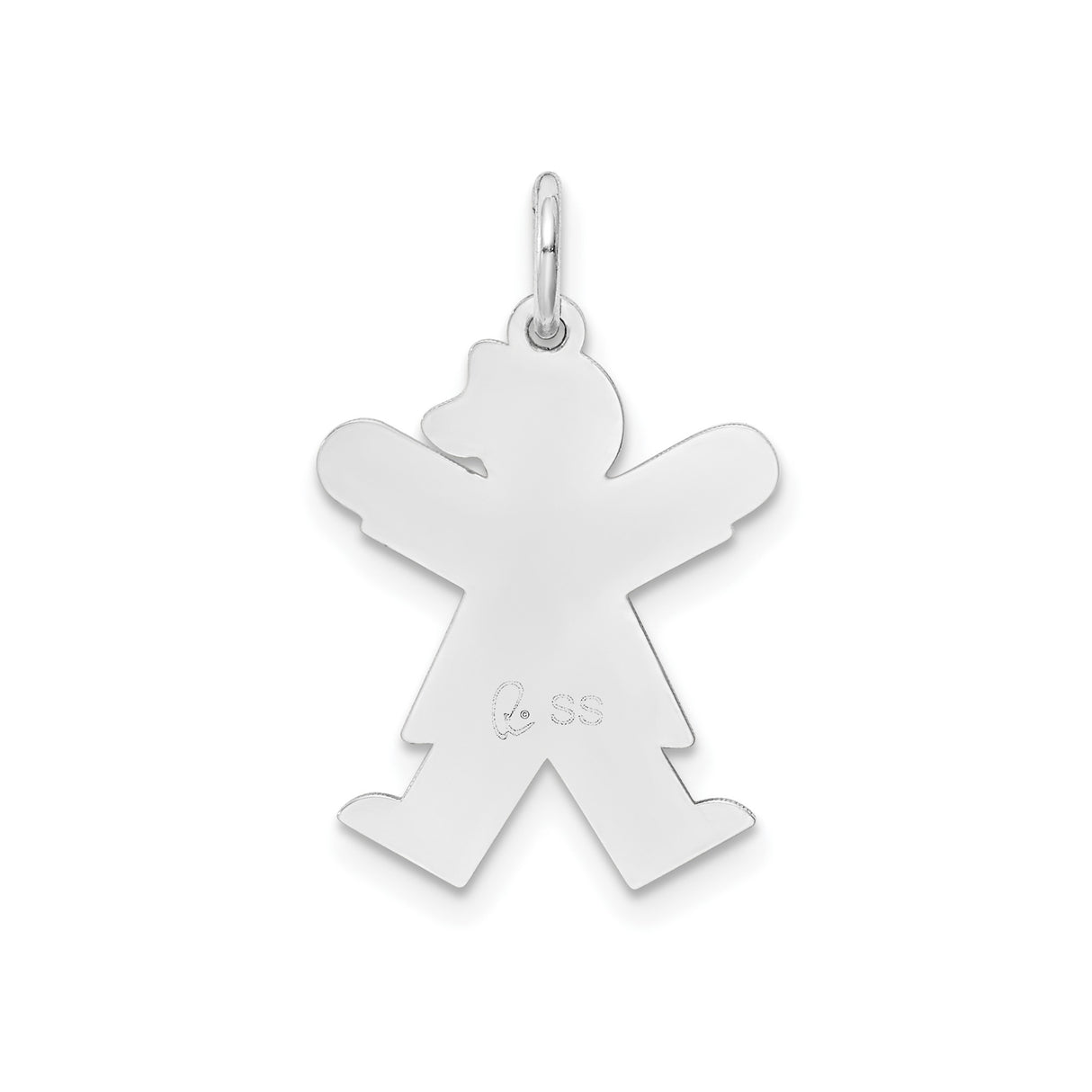 Sterling Silver Girl Shaped Pendant Charm with Stylized Bow Dress Design