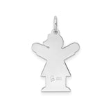 Sterling Silver Girl Shaped Pendant Charm with Bow and Outstretched Arms, Family Love Theme