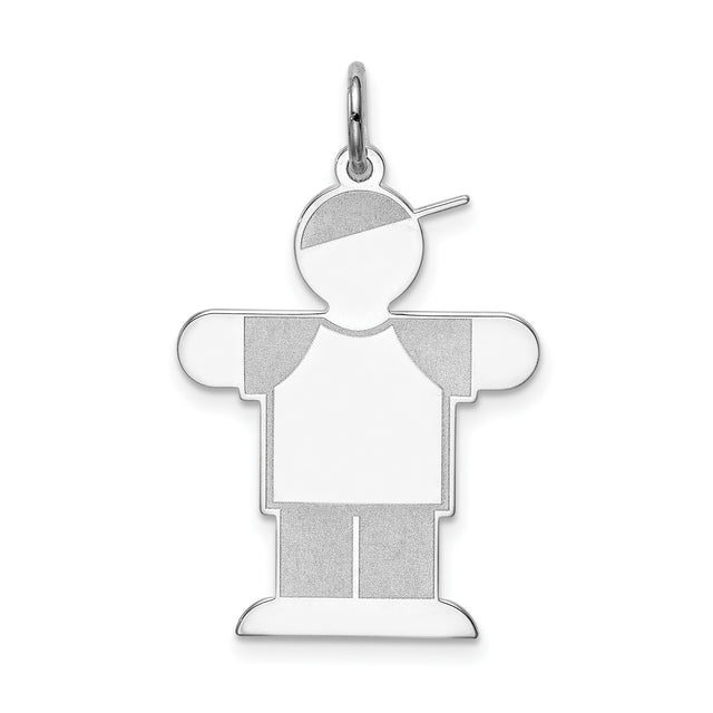 Sterling Silver Boy Pendant Charm with Cap and Casual Outfit for Mom Jewelry