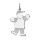 Sterling Silver Boy Pendant with Cap, Casual Outfit Design, Family Jewelry Charm for Moms