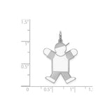 Sterling Silver Boy Pendant with Sideways Cap, Family Symbol Jewelry Charm