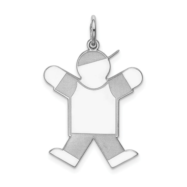 Sterling Silver Boy Pendant with Sideways Cap, Family Symbol Jewelry Charm