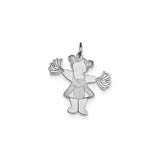 Sterling Silver Cheerleader Pendant with Pom-Poms, Sports Spirit Charm Design