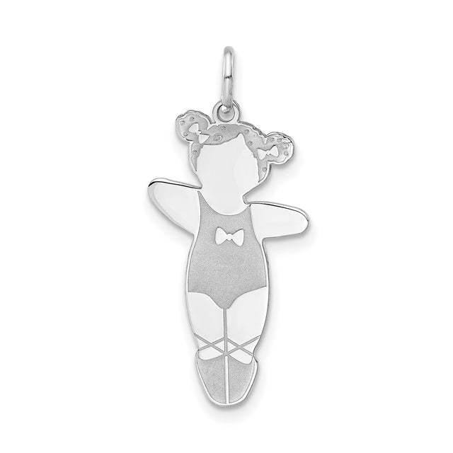 Sterling Silver Ballerina Pendant with Tutu, Ballet Shoes, and Bow Dance Charm