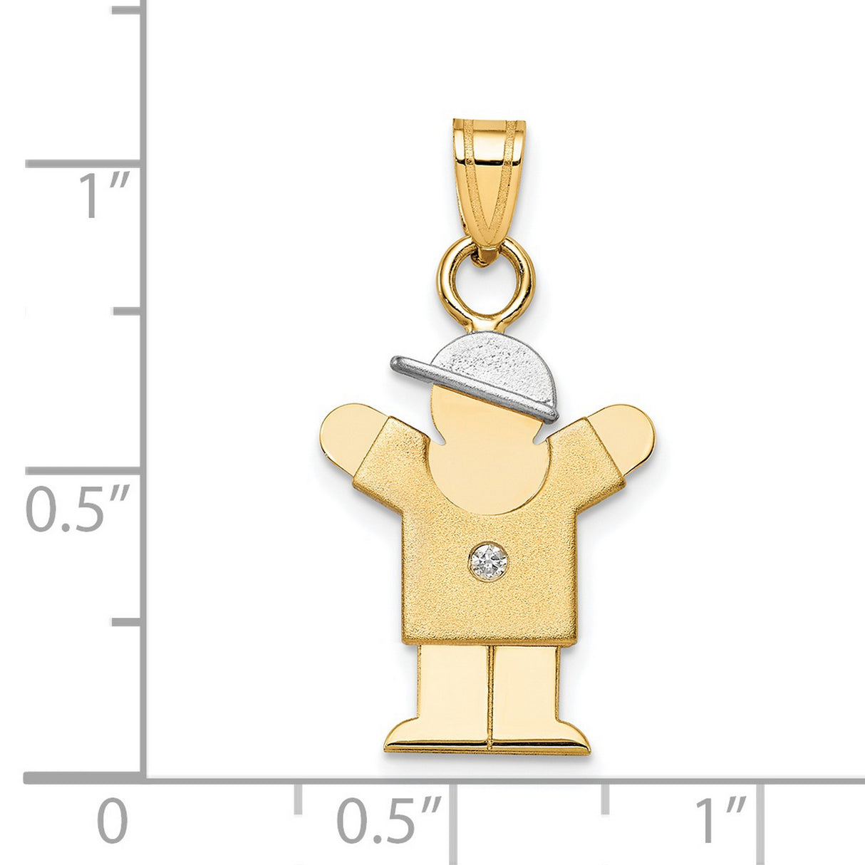AAA Diamond Kid Charm Pendant in Real 14k Multi-Tone Gold