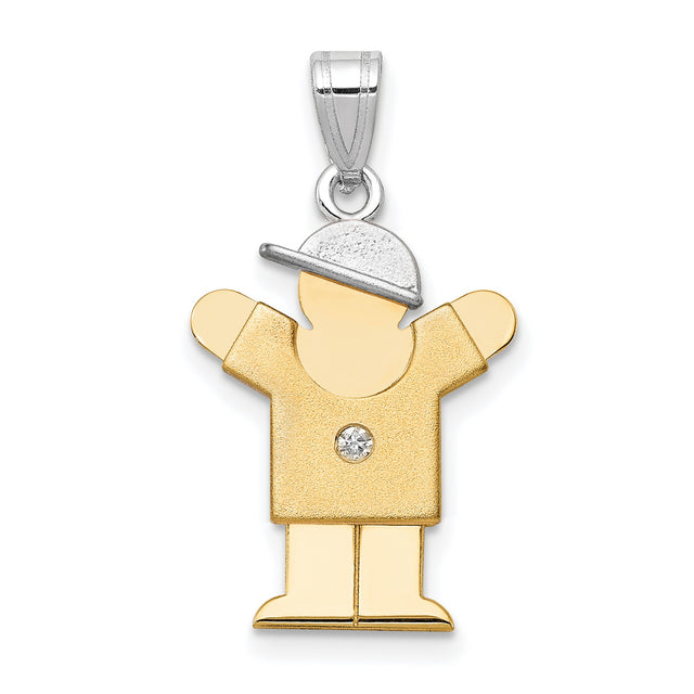 A Diamond Kid Charm Pendant in Real 14k Multi-Tone Gold