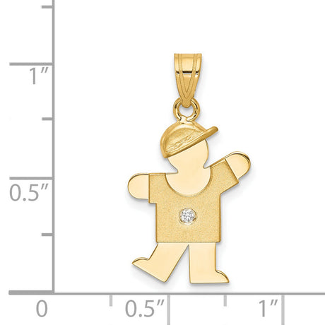 A Diamond Kid Charm Pendant in Real 14k Yellow Gold