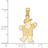 VS Diamond Kid Charm Pendant in Real 14k Yellow Gold