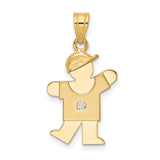 A Diamond Kid Charm Pendant in Real 14k Yellow Gold