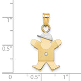 AAA Diamond Kid Charm Pendant in Real 14k Multi-Tone Gold