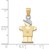 VS Diamond Kid Charm Pendant in Real 14k Multi-Tone Gold