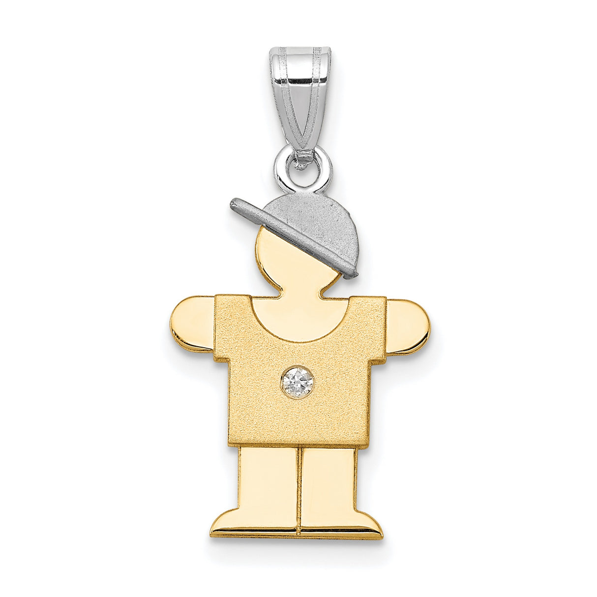 A Diamond Kid Charm Pendant in Real 14k Multi-Tone Gold