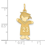 Gold Plated Class of 2023 Girl Cuddle Charm Pendant in Real 925 Sterling SIlver