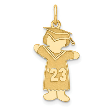 Gold Plated Class of 2023 Girl Cuddle Charm Pendant in Real 925 Sterling SIlver