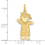 Gold Plated Class of 2024 Girl Cuddle Charm Pendant in Real 925 Sterling SIlver