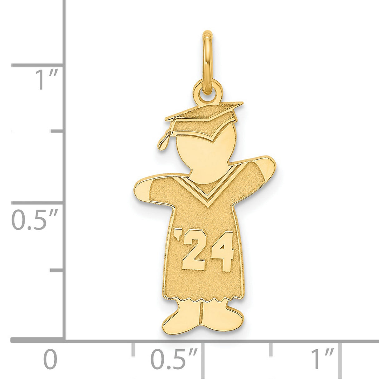 Gold Plated Class of 2024 Boy Cuddle Charm Pendant in Real 925 Sterling SIlver