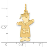Gold Plated Class of 2024 Boy Cuddle Charm Pendant in Real 925 Sterling SIlver