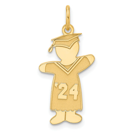 Gold Plated Class of 2024 Boy Cuddle Charm Pendant in Real 925 Sterling SIlver