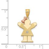 VS Diamond Kid Charm Pendant in Real 14k Multi-Tone Gold