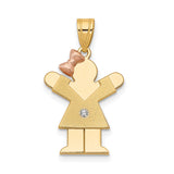 A Diamond Kid Charm Pendant in Real 14k Multi-Tone Gold