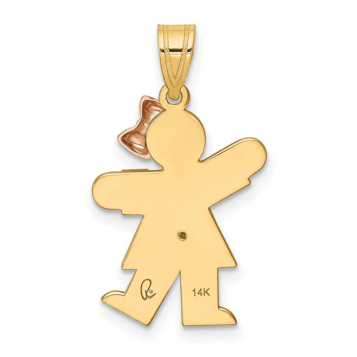 VS Diamond Kid Charm Pendant in Real 14k Multi-Tone Gold