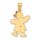 VS Diamond Kid Charm Pendant in Real 14k Multi-Tone Gold