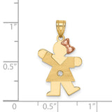 AA Diamond Kid Charm Pendant in Real 14k Multi-Tone Gold