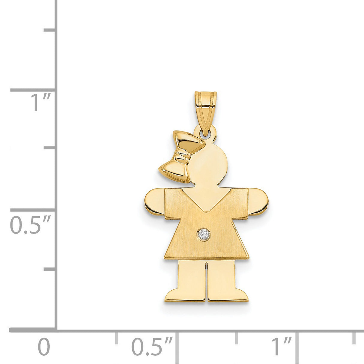 AA Diamond Kid Charm Pendant in Real 14k Yellow Gold