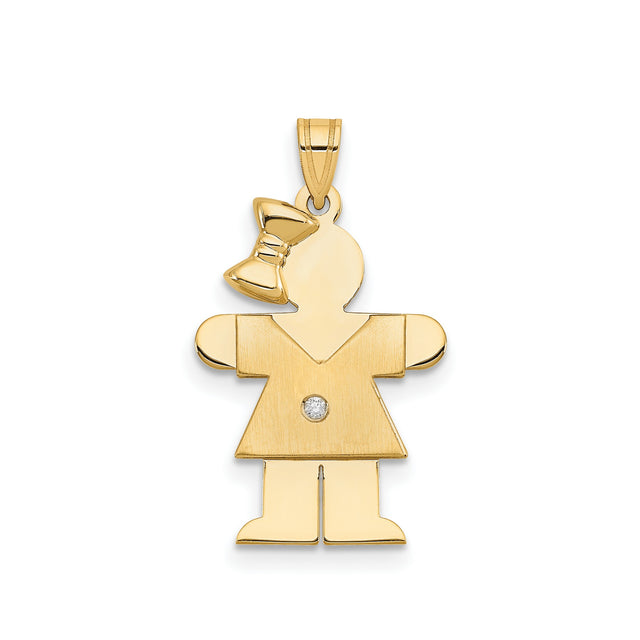 A Diamond Kid Charm Pendant in Real 14k Yellow Gold