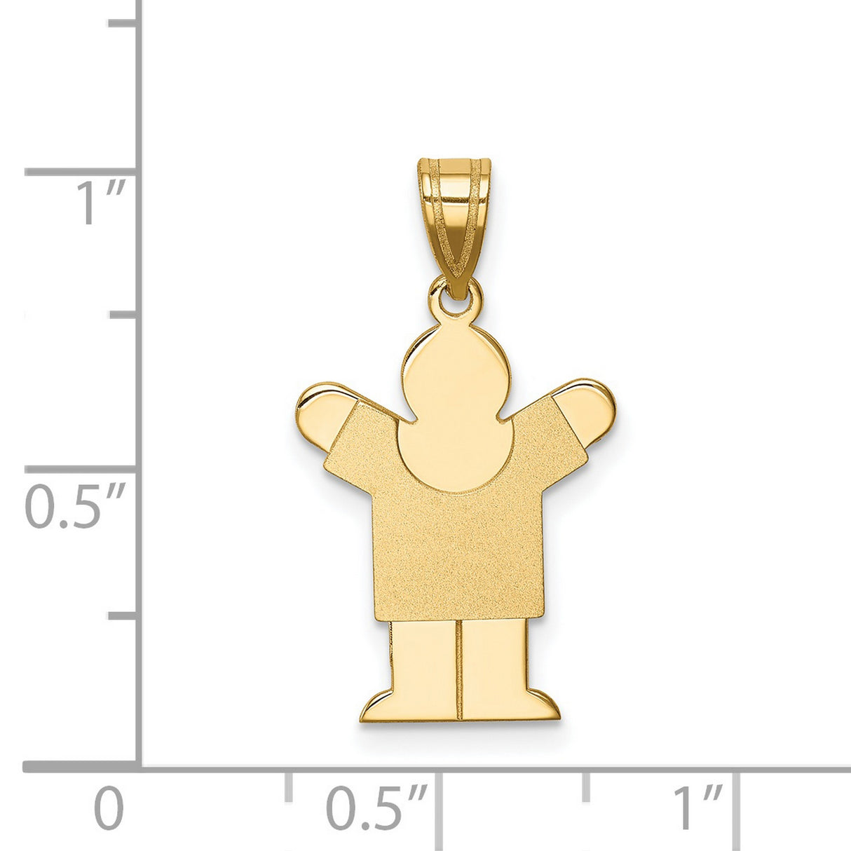 Solid Satin Engravable Boy Charm Pendant in Real 14k Yellow Gold
