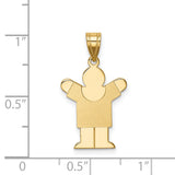 Solid Satin Engravable Boy Charm Pendant in Real 14k Yellow Gold