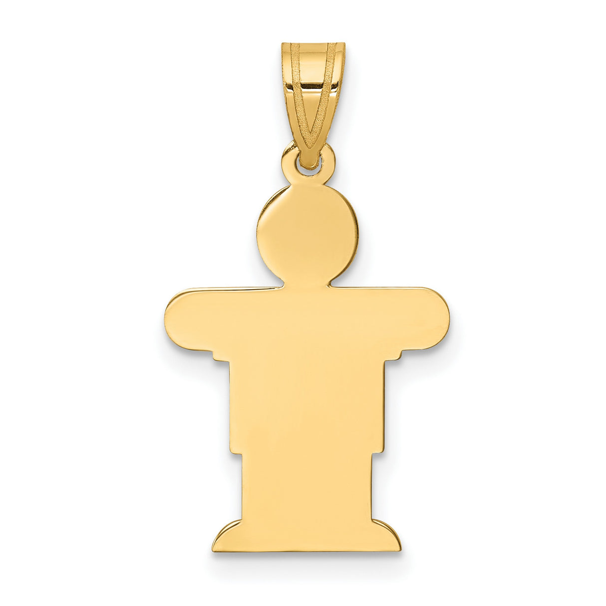 14k Yellow Gold Boy Pendant Charm with Matte Shirt and Polished Finish