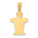 14k Yellow Gold Boy Pendant Charm with Matte Shirt and Polished Finish