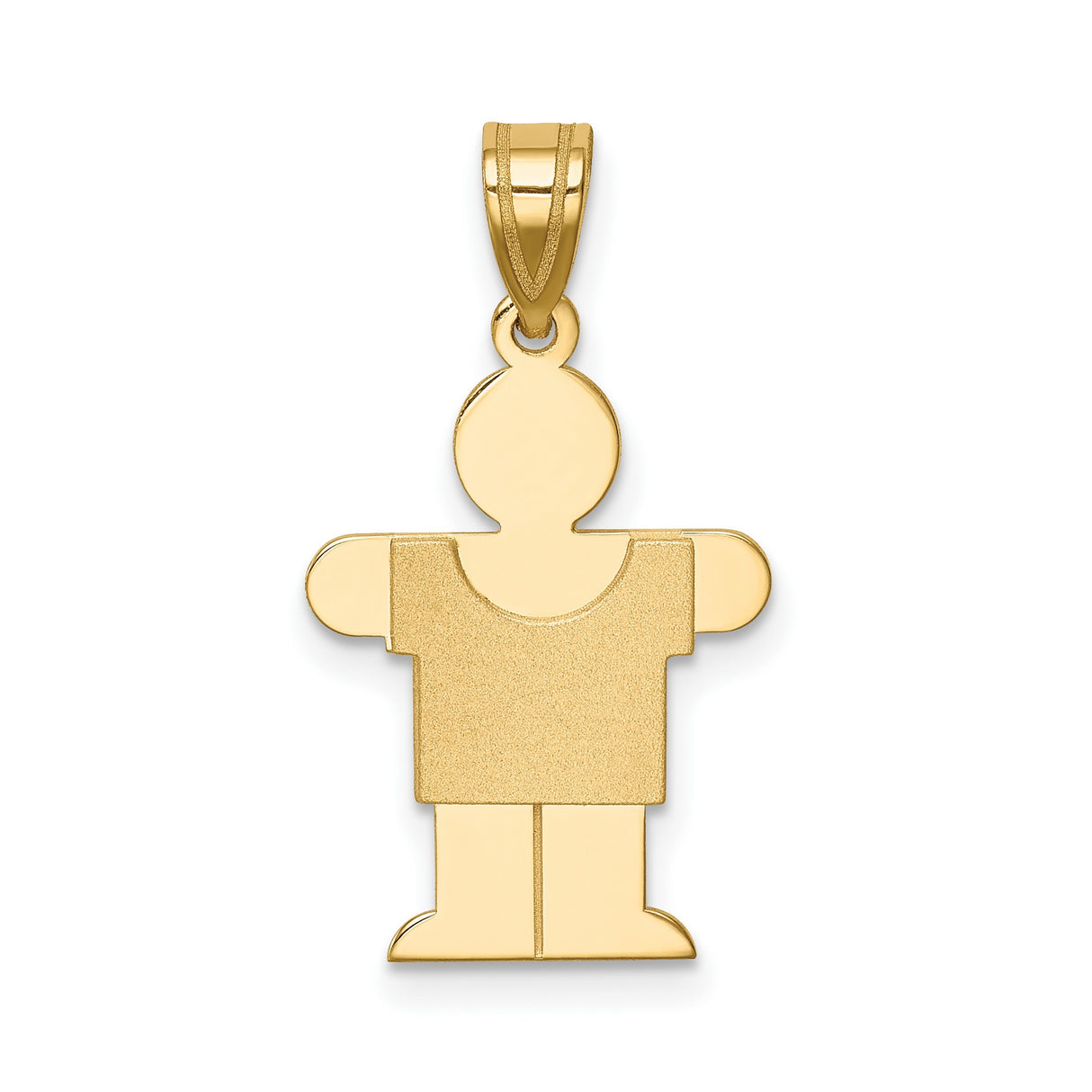 14k Yellow Gold Boy Pendant Charm with Matte Shirt and Polished Finish